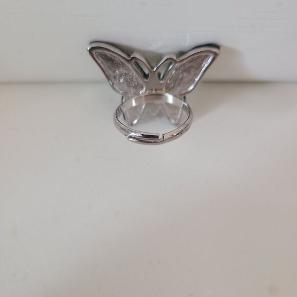 vintage abalone and crystal butterfly ring size 6.5 - Picture 3 of 4
